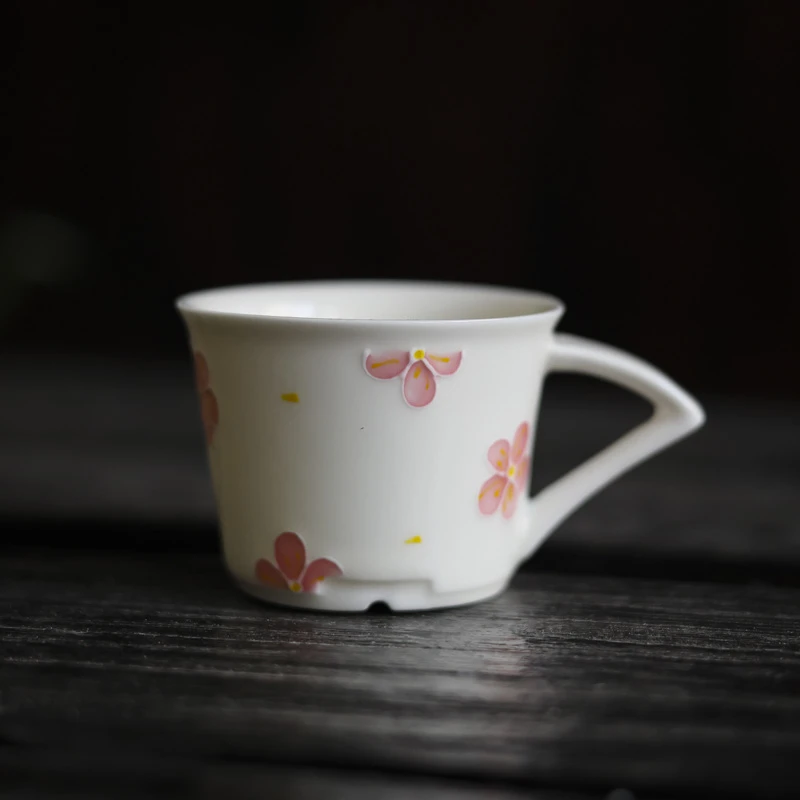 【她山】樱花堆料把手杯70ml（Q6362）