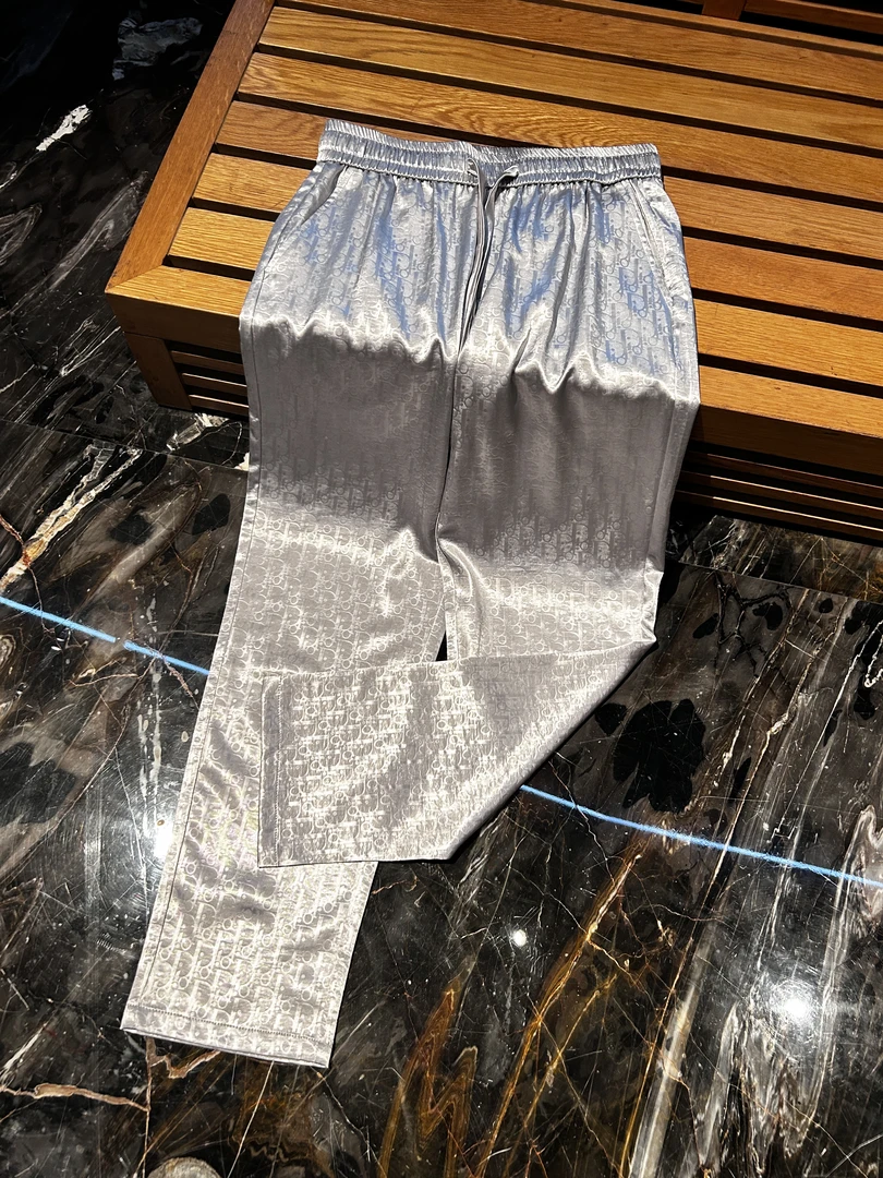 夏季新款凉感醋酸丝拼接设计师款百搭潮流宽松裤直筒休闲裤5525