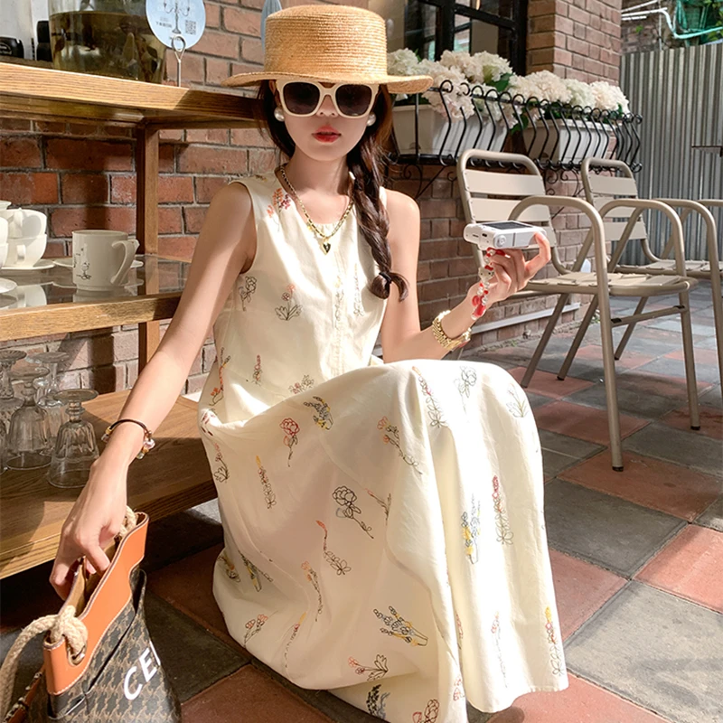 复古小众清新夏季女款小众设计感大裙摆长裙女老钱风松弛感女装