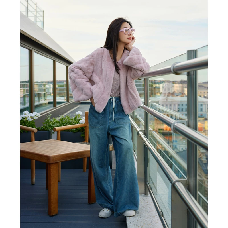 TRACYCHU甜辣女孩帅酷软牛仔两长度大宽松两穿牛仔裤痞帅冬季新款