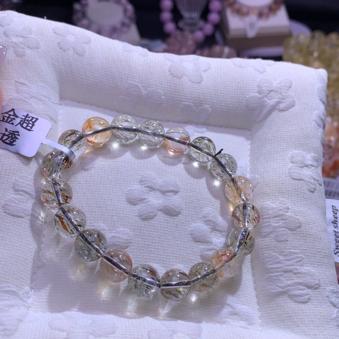 银S925镶嵌手串水晶冰透体黑金超