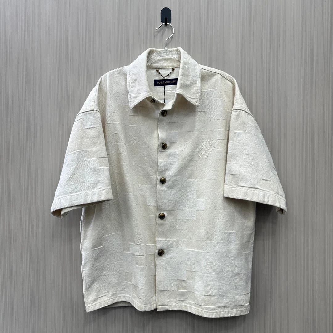 99新 LouisVuitton/路易威登 菲董白色棋盘格衬衫短袖 10433