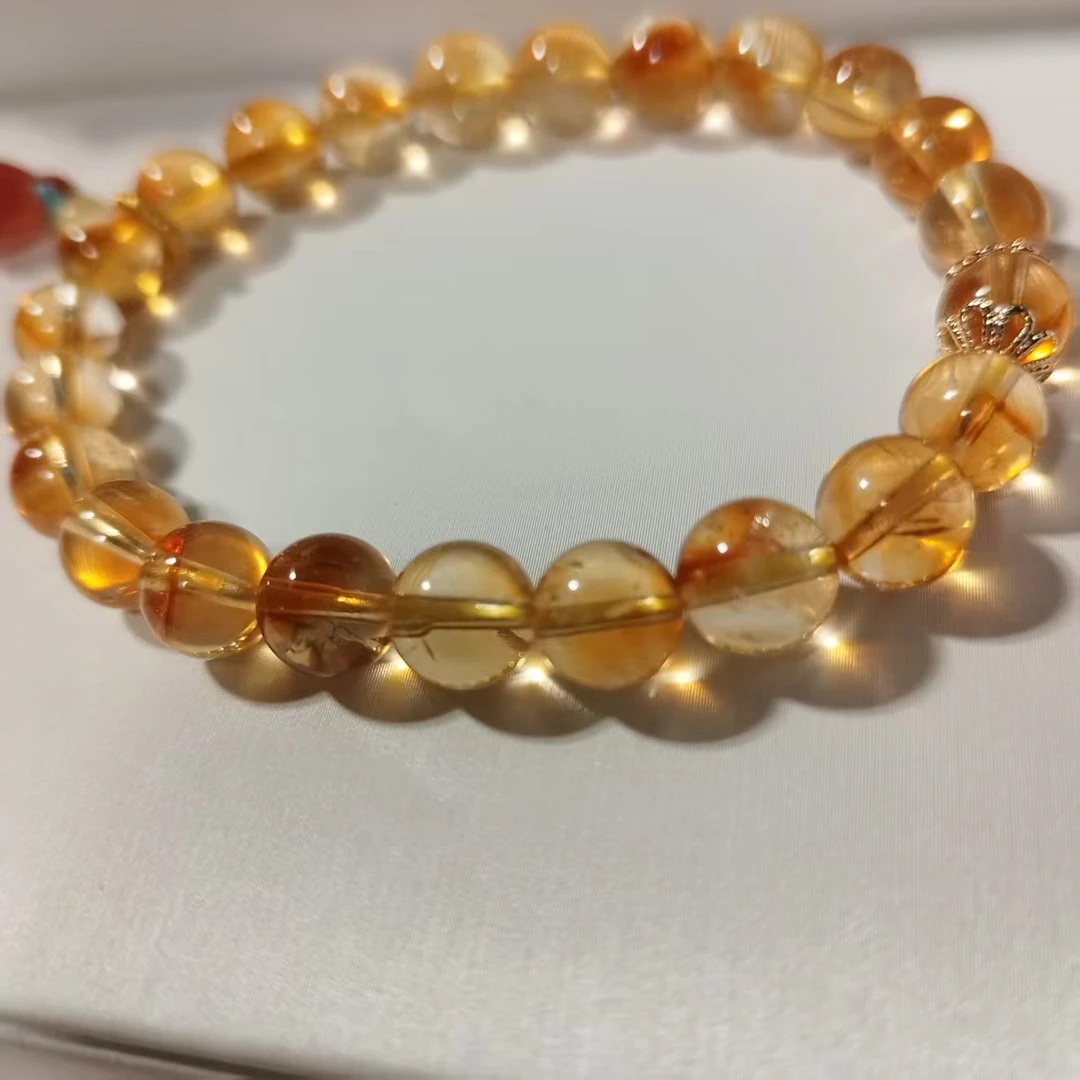 原创设计女款天然黄水晶手串 气质轻奢百搭单圈时尚情侣