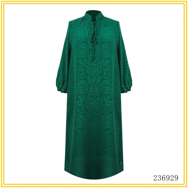 PP 2025新款时尚女士祖母绿重磅冠乐绉大牡丹连衣裙 236929