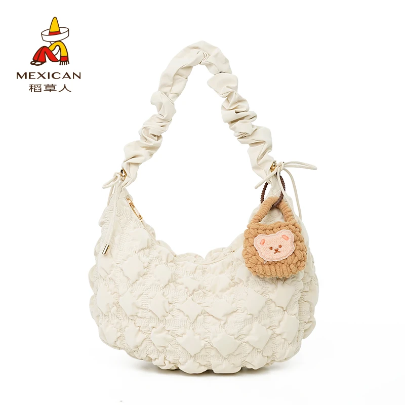 稻草人25新款春季新款饺子包通勤云朵大容量单肩斜跨包