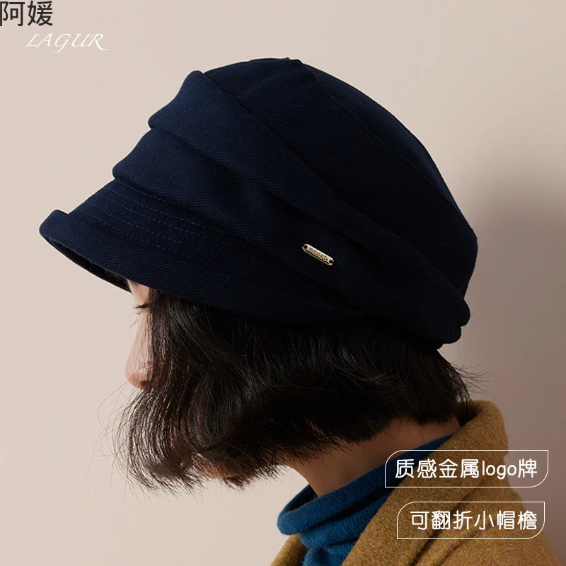 【南国的冬季】加厚贝雷帽褶皱复古时髦帽子秋冬百搭女新款显脸小