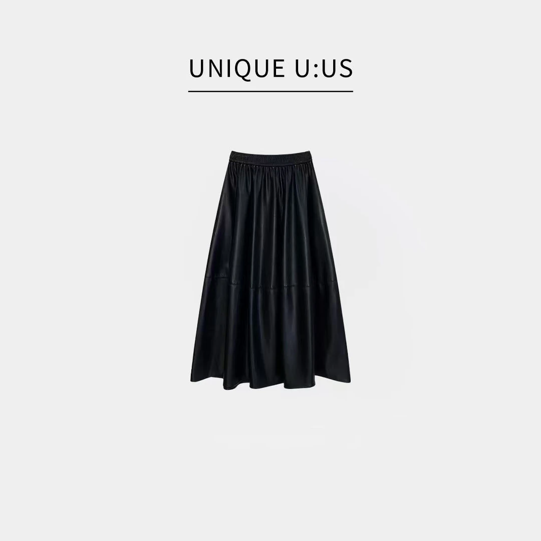 UNIQUE U:US【招牌裙】复古酷飒风高腰显瘦高级感半身裙256602