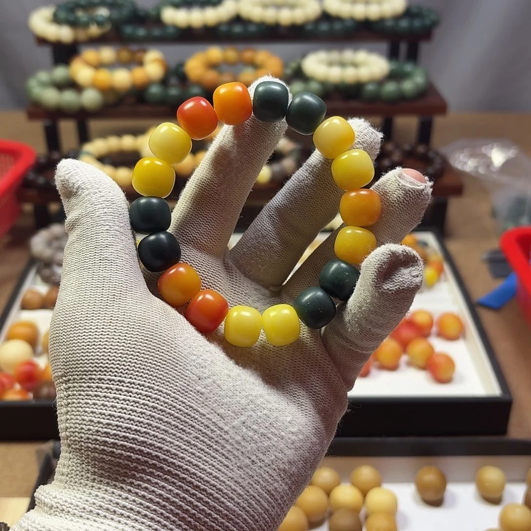 菩提根/象牙果手串卡14手工干磨多宝桶珠