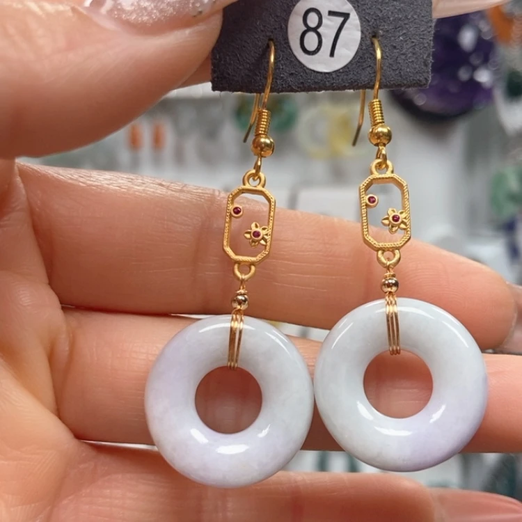 【闪购商品】翡翠耳饰银S925镀金镶嵌