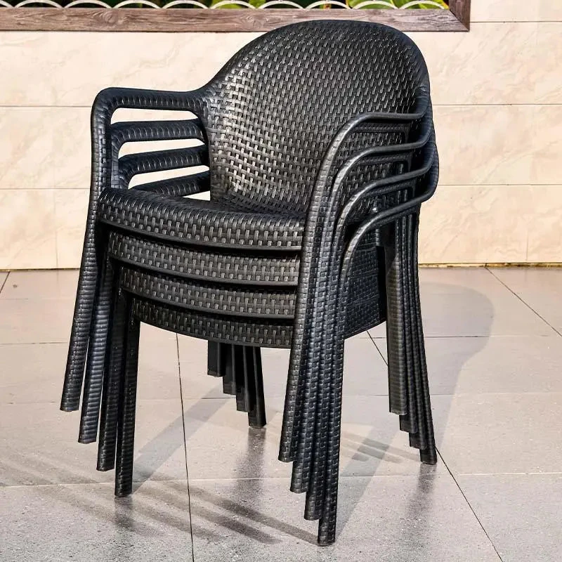 户外椅子庭院花园塑料凳子单椅咖啡厅大排档靠背椅露天阳台外摆椅