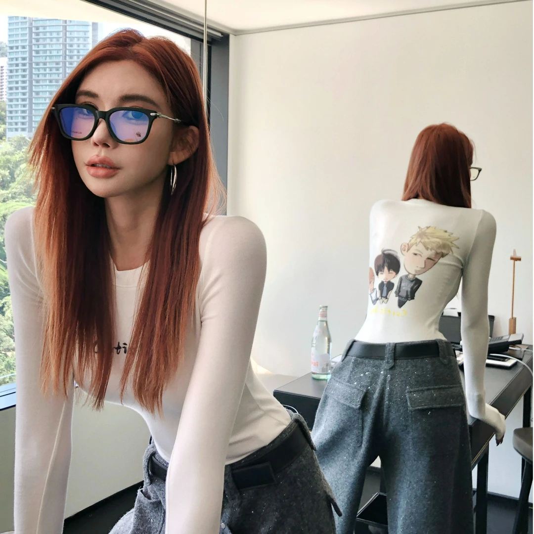 婉君Q【男友T】秋季时尚长袖修身显瘦百搭休闲上衣LWJ25C3T3155