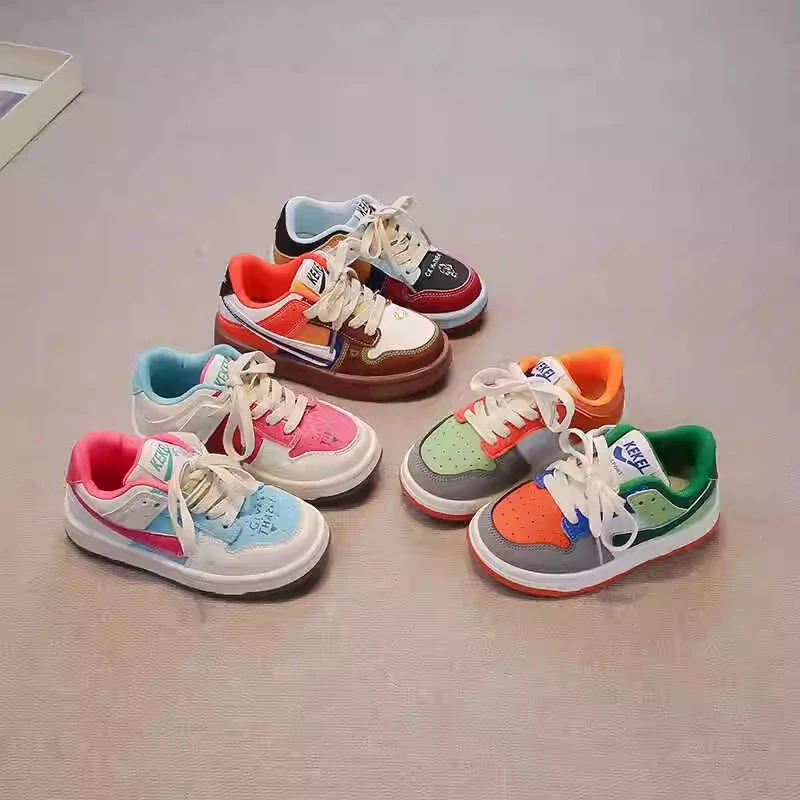 儿童运动板鞋全皮面男女童单鞋6602