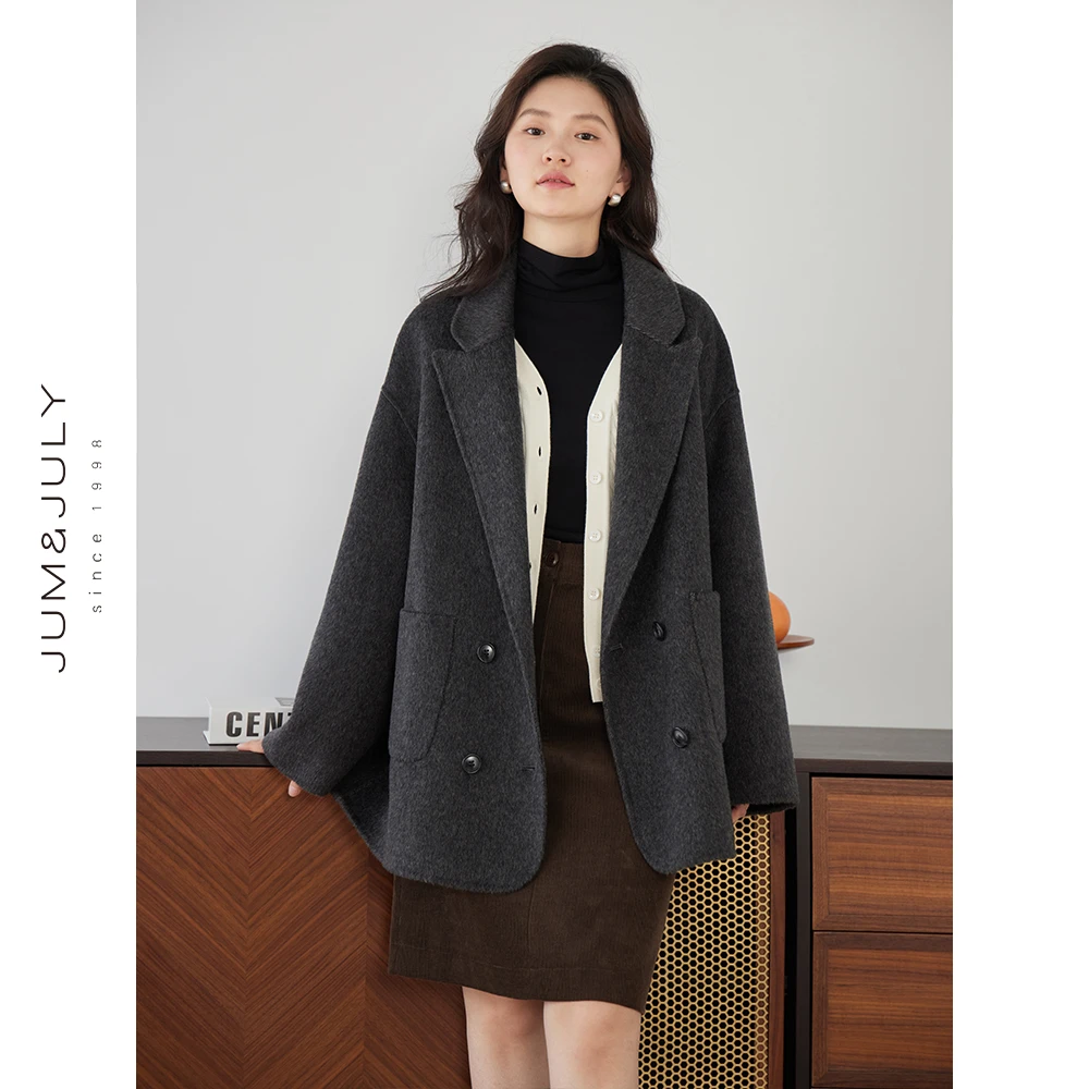 【维纳斯】秋冬新款双面呢羊毛外套女小个子西装式大衣D990