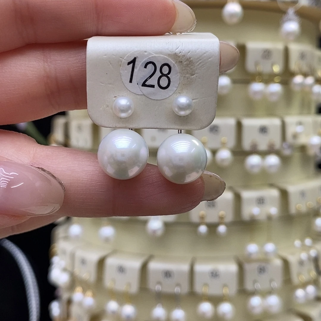 银S925镶嵌耳饰淡水珍珠