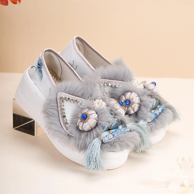 2025冬季厚底单鞋国潮民族风虎头鞋女圆头中国风手工新款民俗布鞋