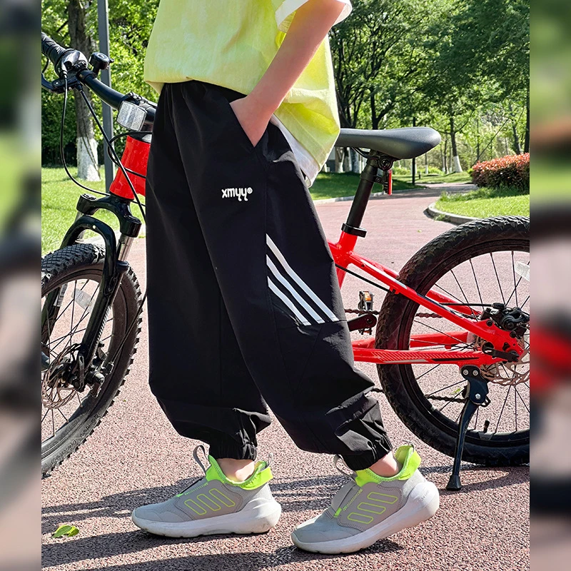 吉米妈2025新款男童裤子夏薄款户外防蚊裤儿童速干运动裤KZW105