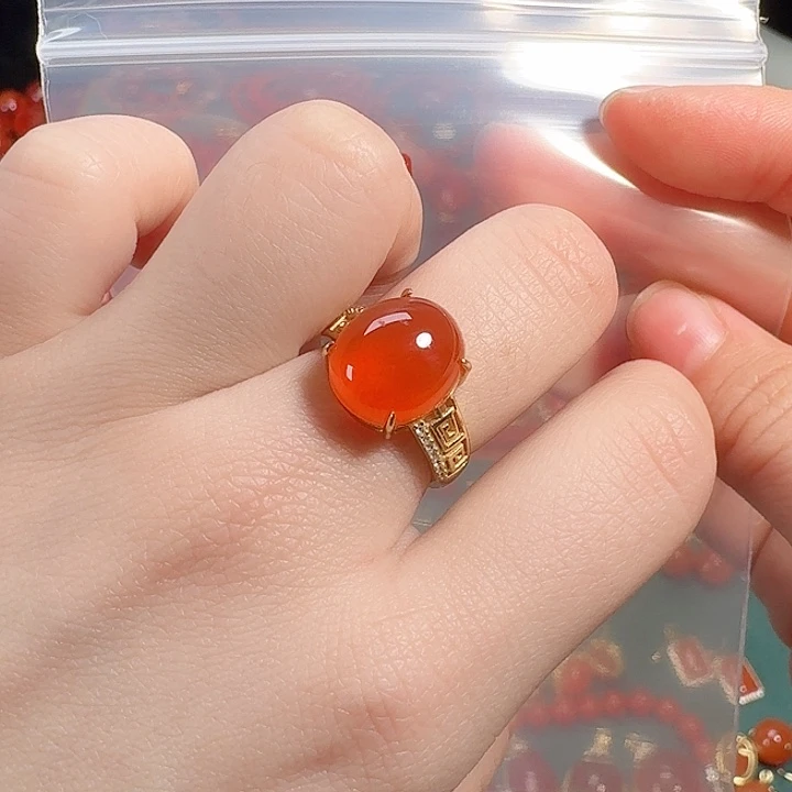 南红玛瑙银S925镶嵌8+冰红