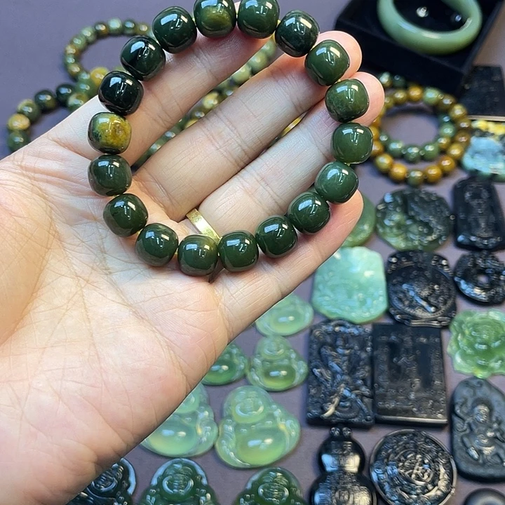 合金蛇纹石玉手链