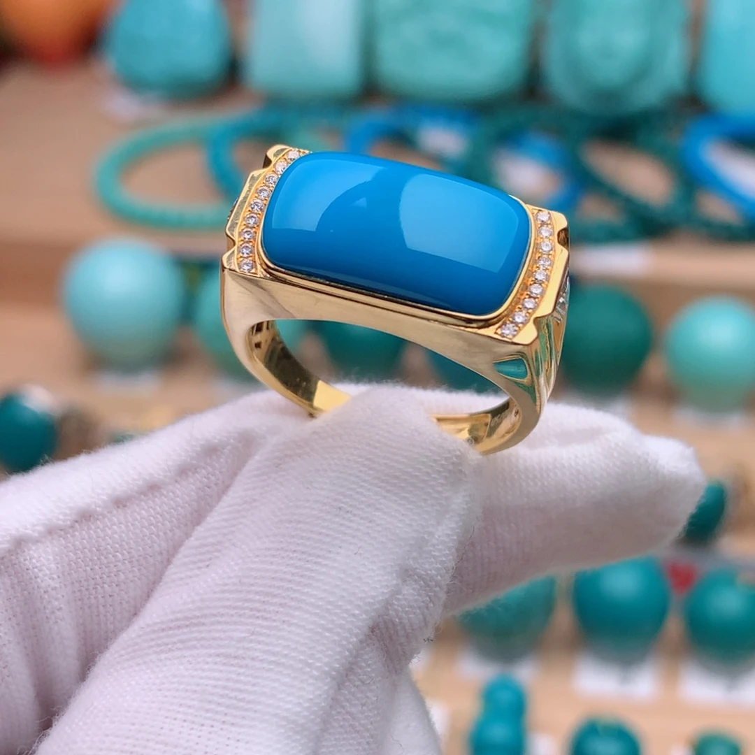 18K金镶嵌绿松石珠宝奇石