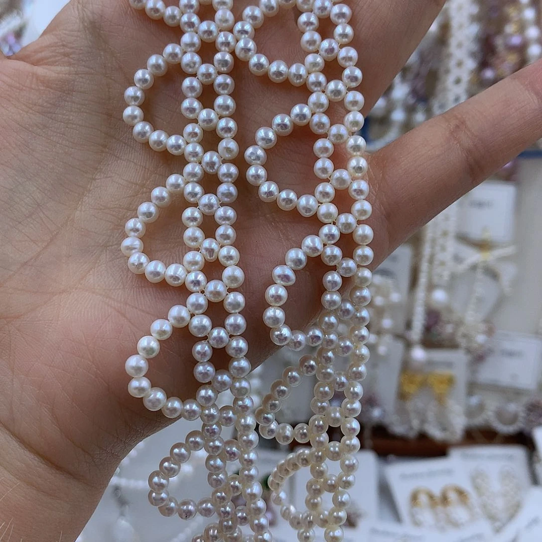 项链银S925镶嵌淡水珍珠十*～