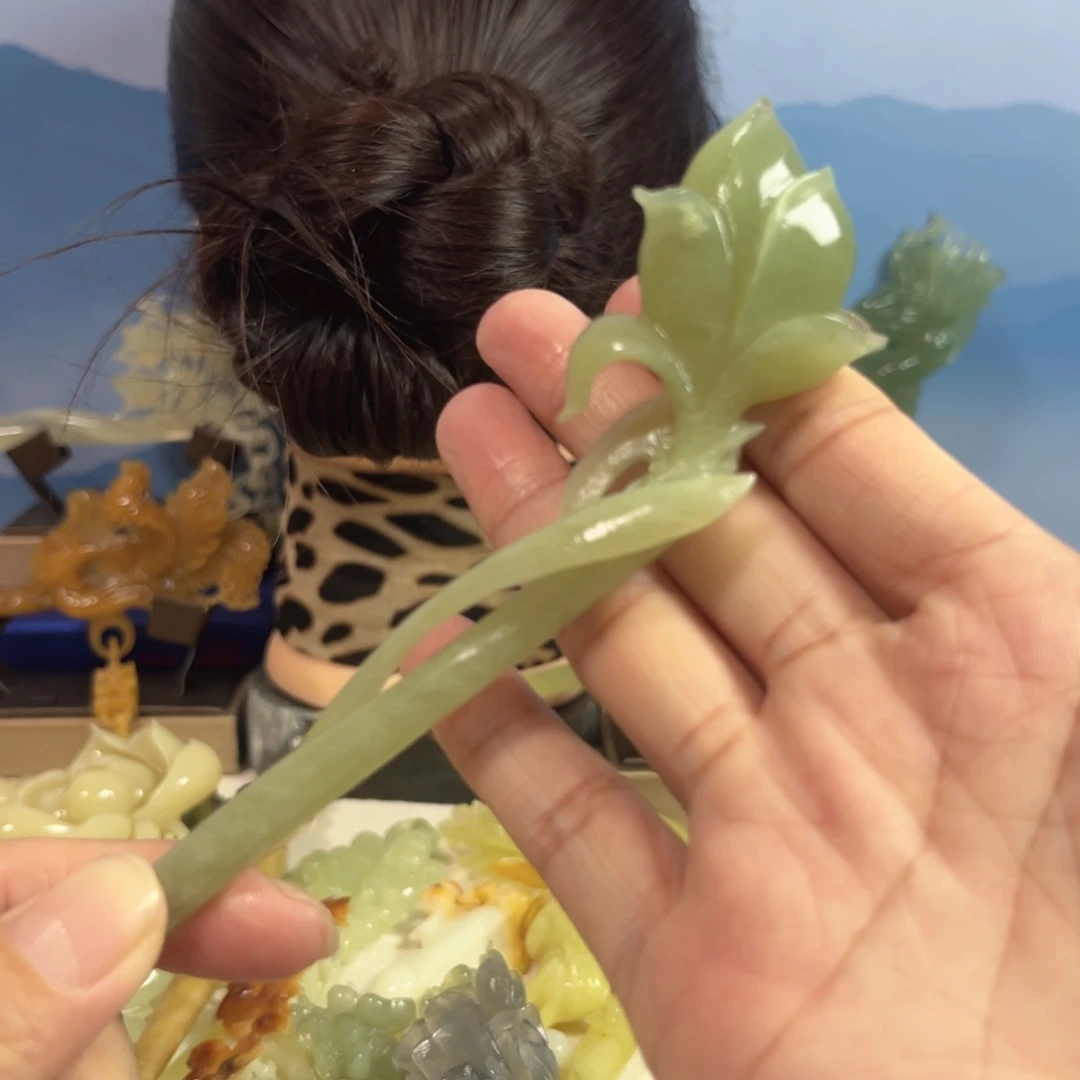 蛇纹石玉合金发饰