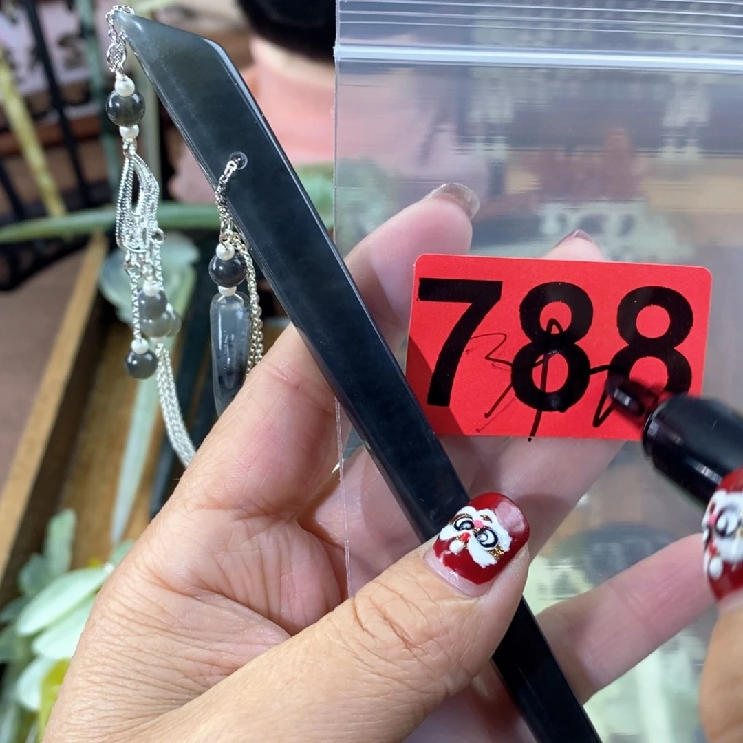 蛇纹石玉玉簪合金无*