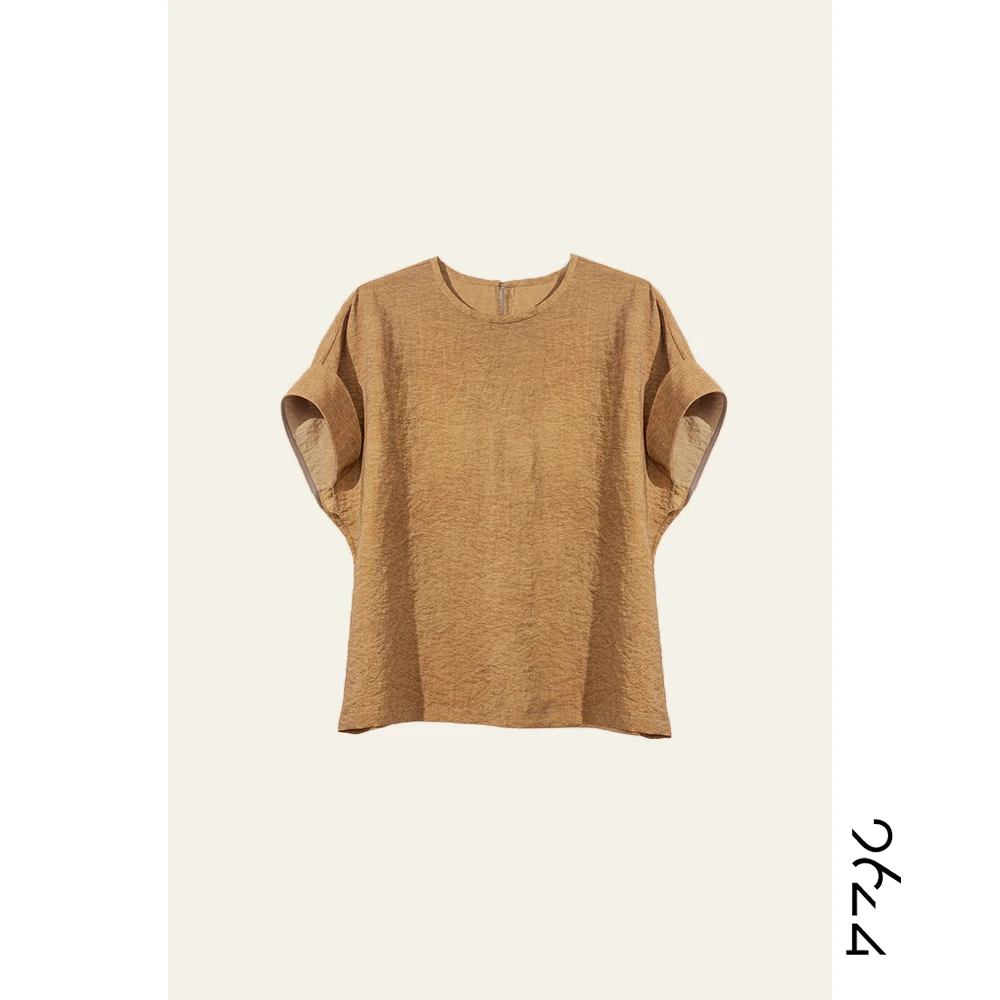 【日光浴】桑蚕丝干丝手工柿染炒色6Adyrsilk女装极简老钱T恤91149