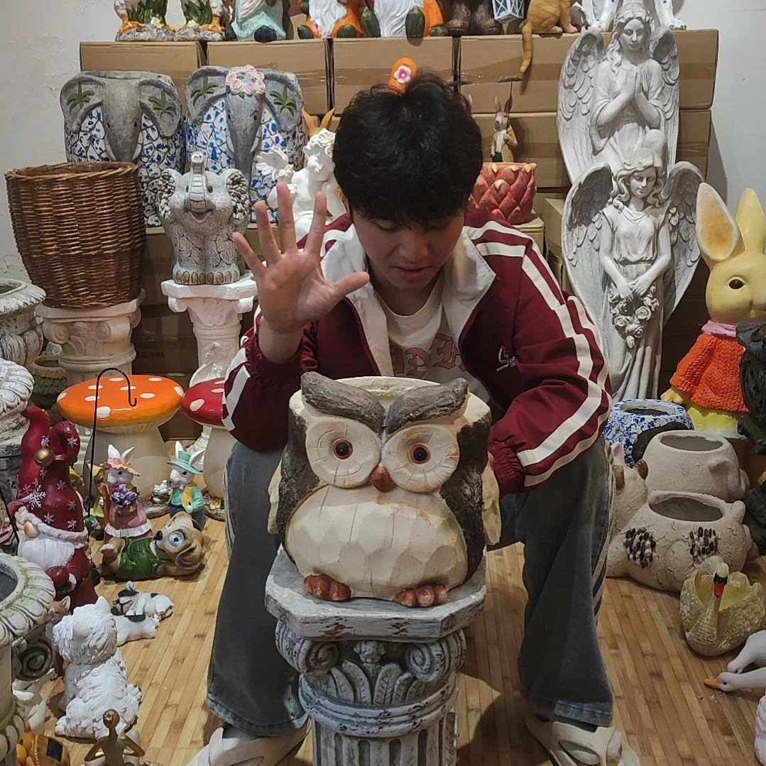 合成树脂猫头鹰花盆