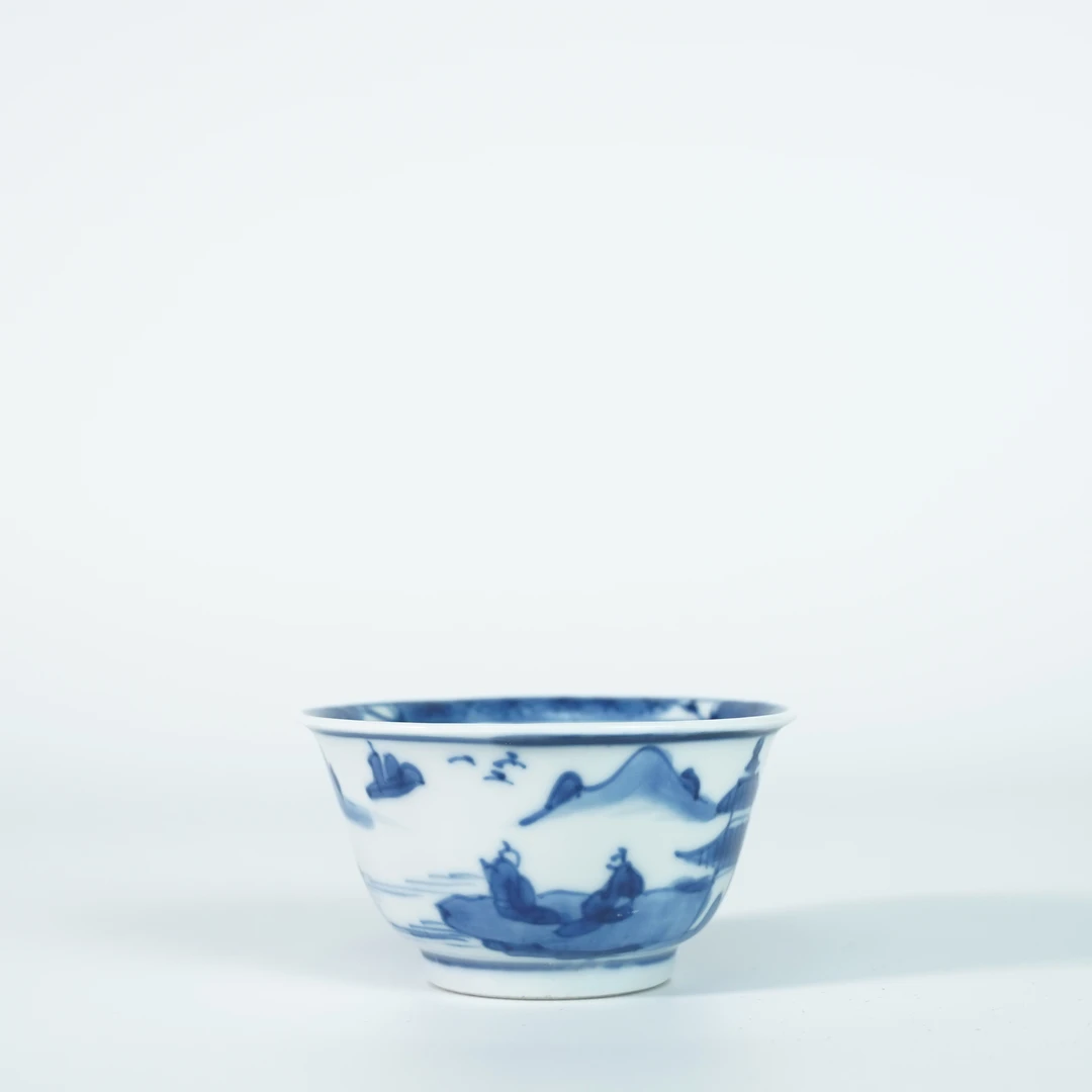 LABCJS251227012【十竹斋】清康熙仙人乘槎青花单杯