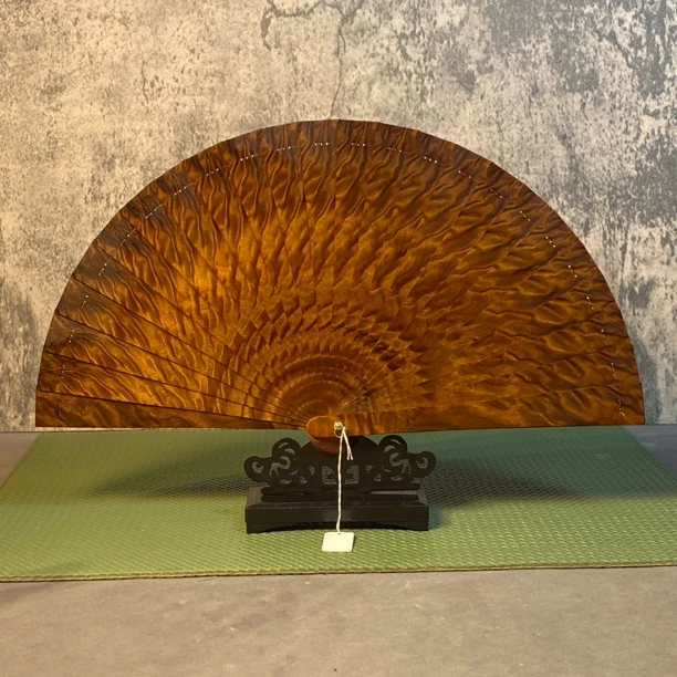 老料红油金丝楠苏扇折扇龙胆纹18cm