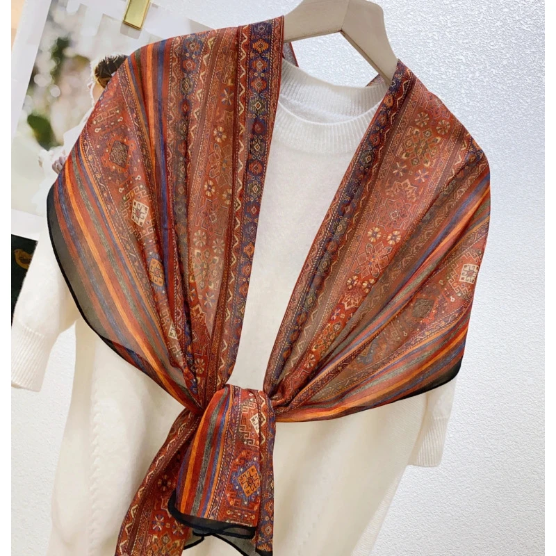 【长虹】薯莨纱150*35长巾高级感红色气质优雅春夏必备丝巾防晒C15-