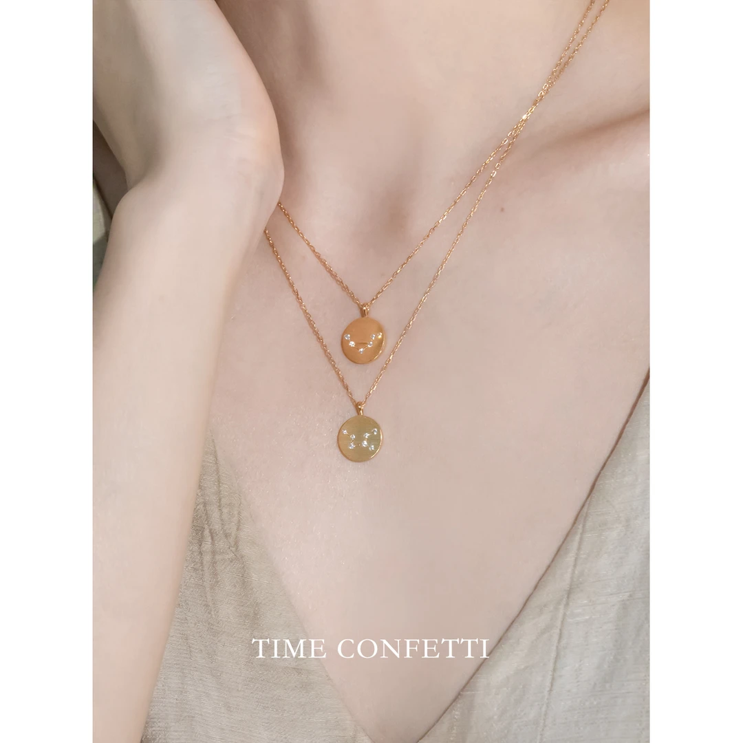 坠链均925银 【孙二娘】轻奢百搭十二星座925银金币项链T&C 6009