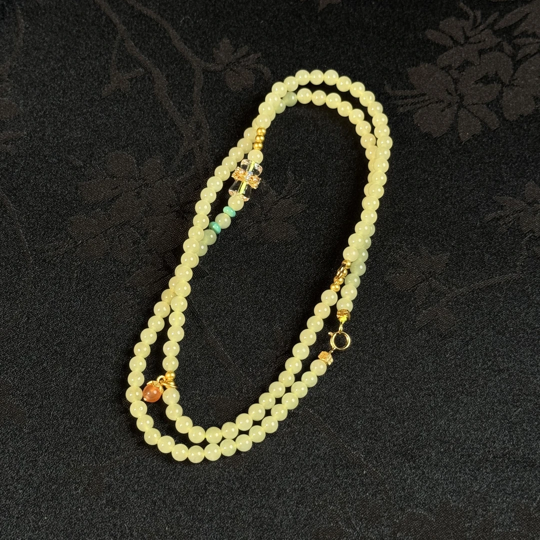 天然和田玉黄口4mmdiy毛衣链拍一发一(多样性发货)