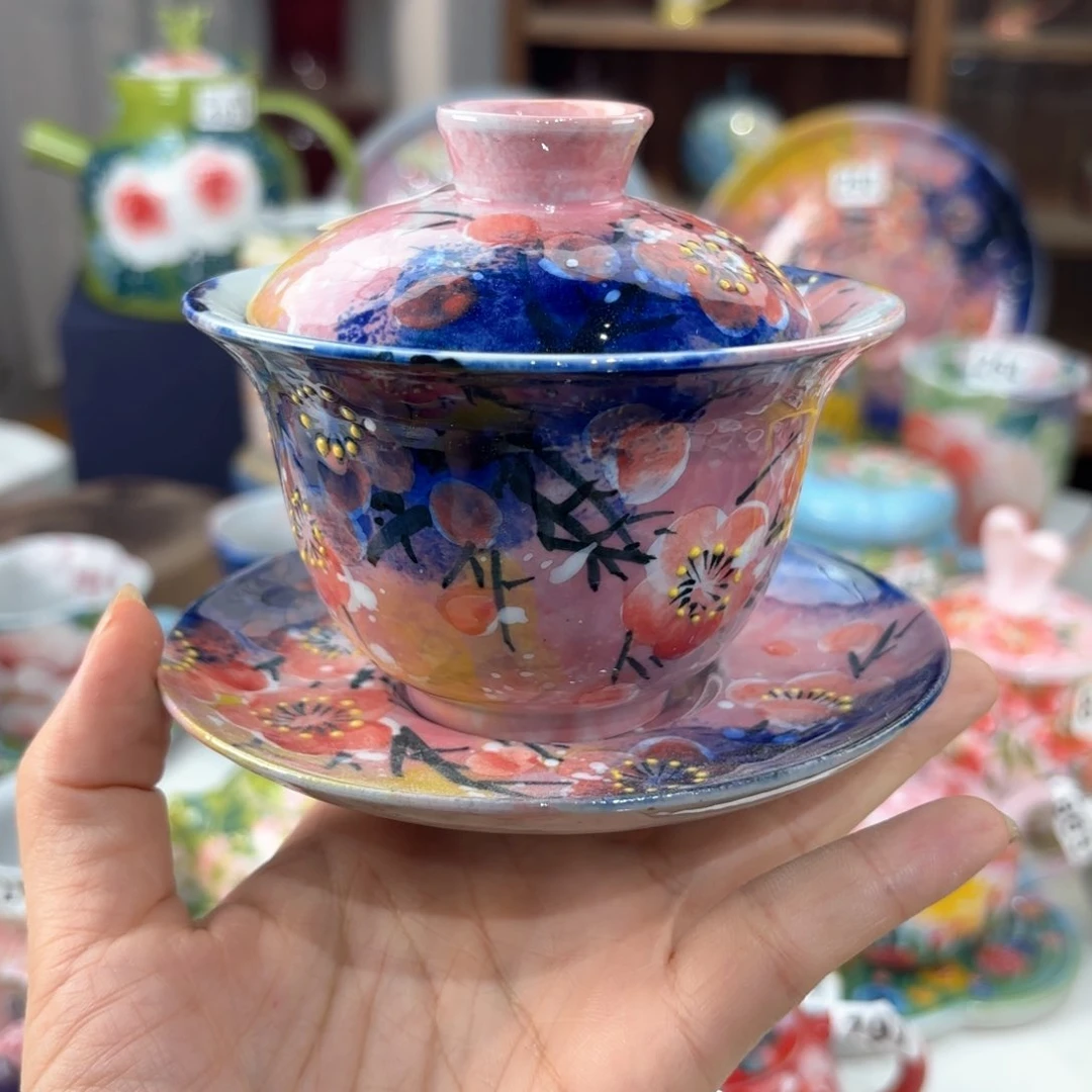 景德镇手绘高温釉下彩陶瓷茶具