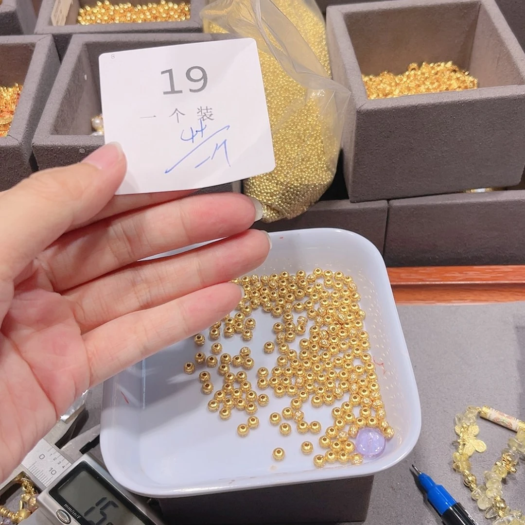 水晶珠宝半成品银S925镀金镶嵌19