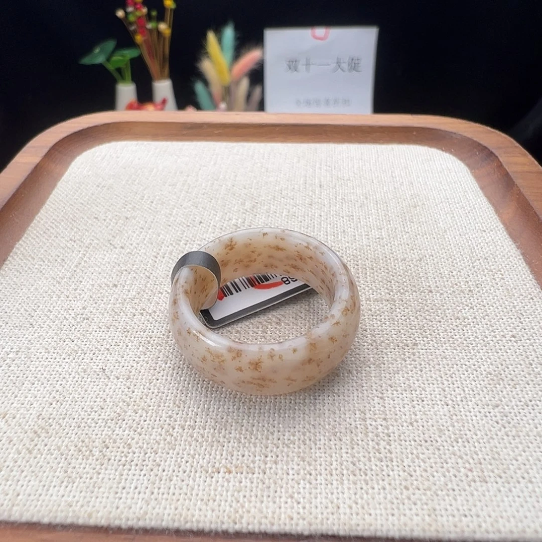 和田玉9K金镶嵌戒指K130桂花轮胎18.7 不退换