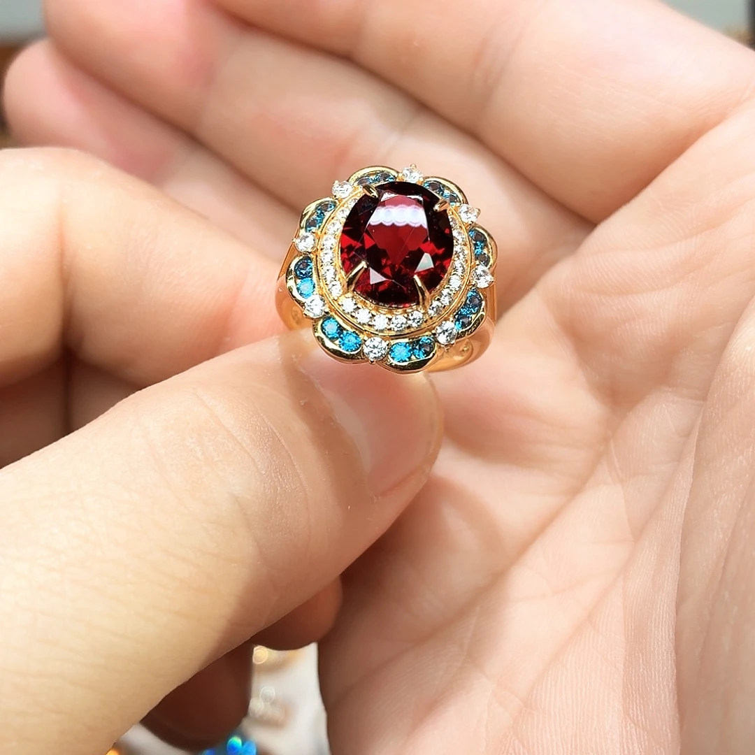 银S925镶嵌石榴石戒指