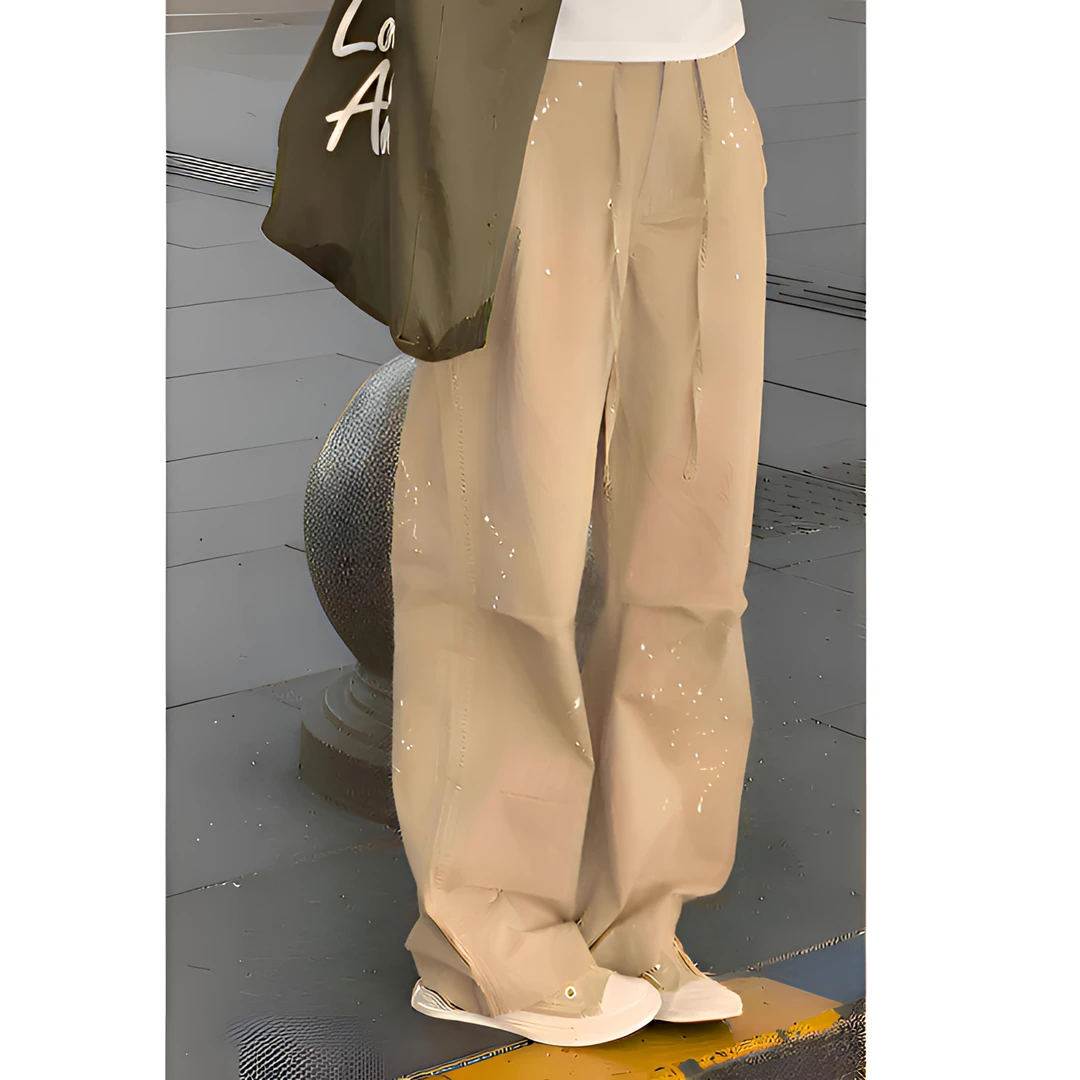 PH《泼墨画》小众街头春夏轻薄泼墨时尚休闲松紧腰工装裤 PH1760