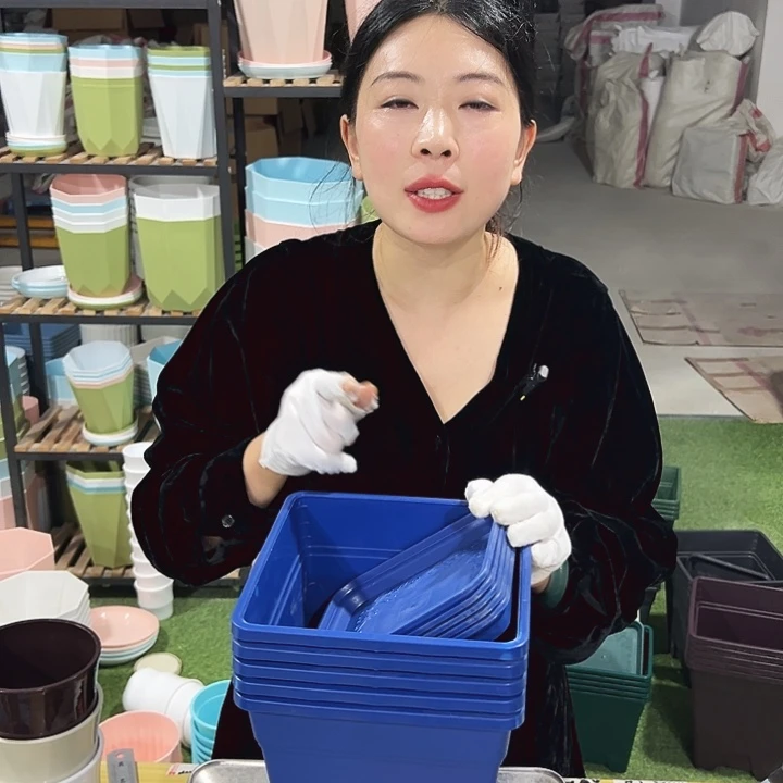 正品方盆口20高22蓝色5只带托
