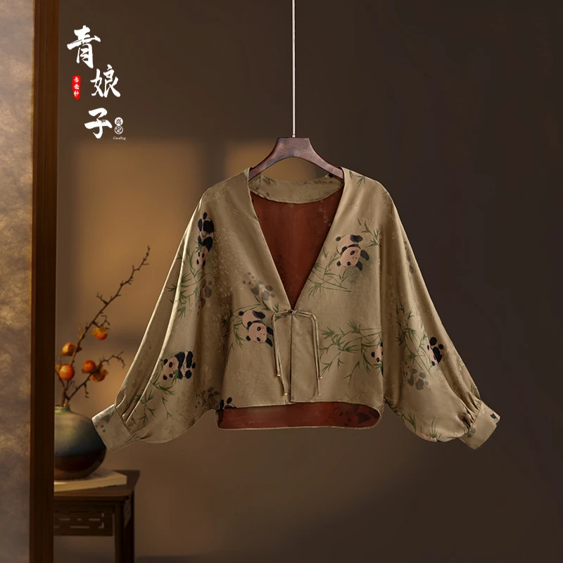 青娘子香云纱（碧梧）提花印花国风中式百搭气质穿搭短款汉服60070