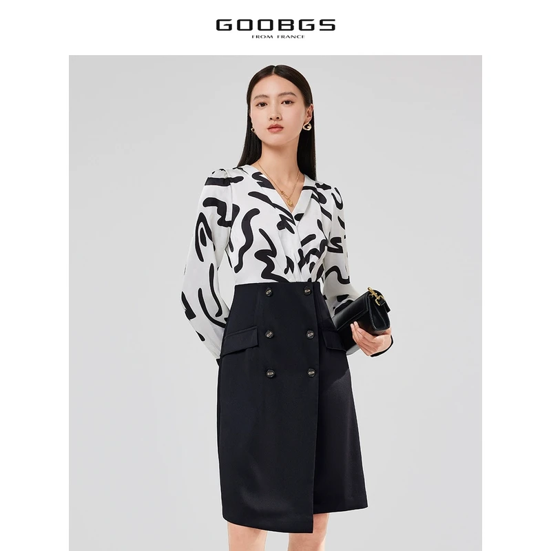 【丽姐甄选】谷邦GOOBGS V领印花连衣裙 G3141682