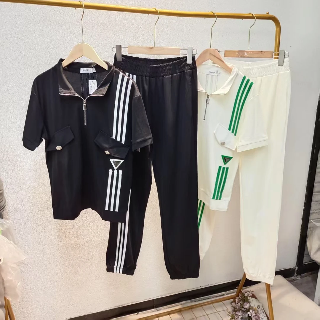 唯琳剪标   7仓F3-14-3633款   条纹翻领休闲套装