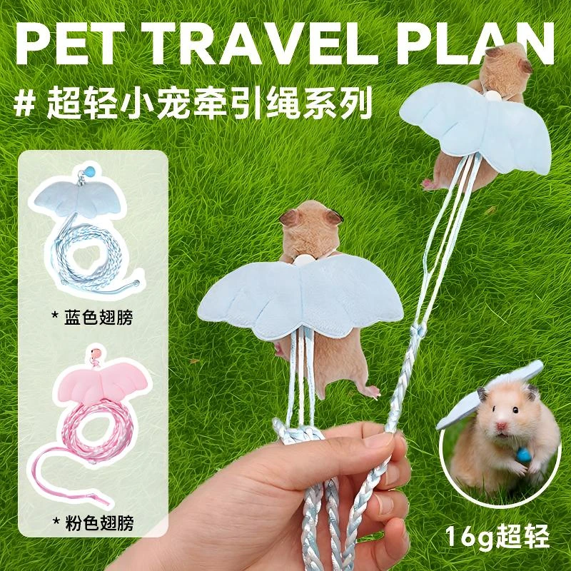 仓鼠牵引绳翅膀溜鼠绳防挣脱蜜袋鼯松鼠花枝金丝熊外出绳子用品
