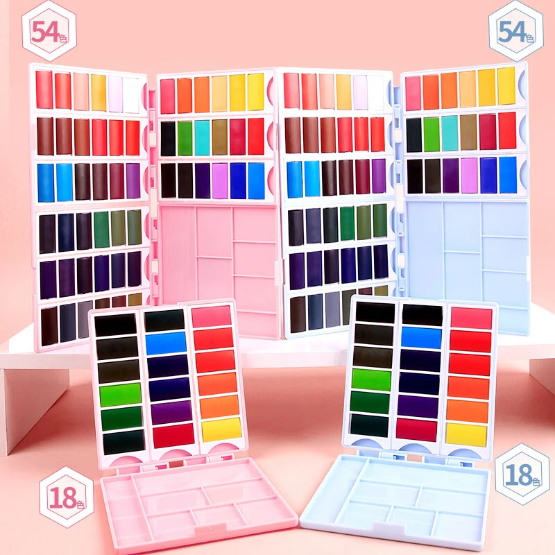 蒙玛特艺蔻薄片固体水彩颜料套装18色54色便携可拆分超薄固体水彩