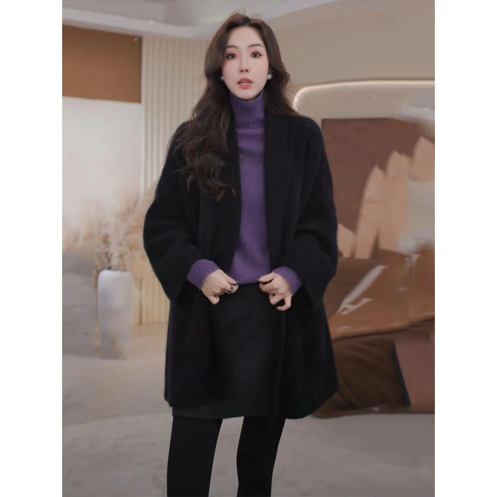 韩剧女三件套，冬季流行款，小香款，加厚中长针织开衫
