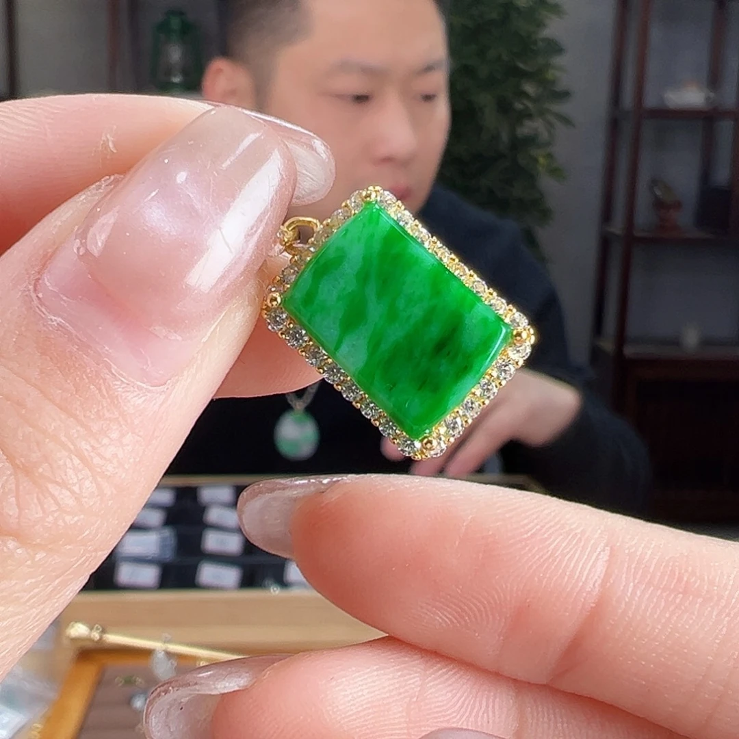 翡翠银S925镶嵌吊坠(不含链)吊坠40