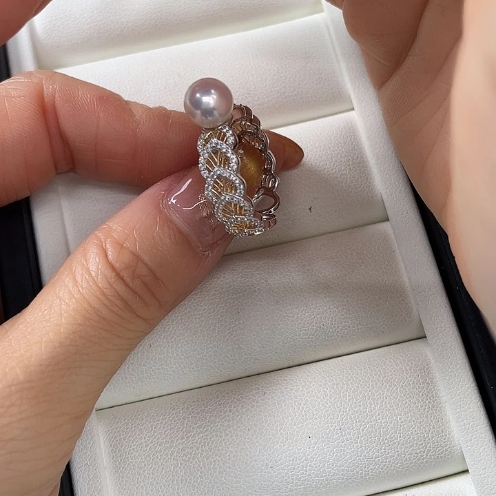 海水珍珠银S925镶嵌戒指