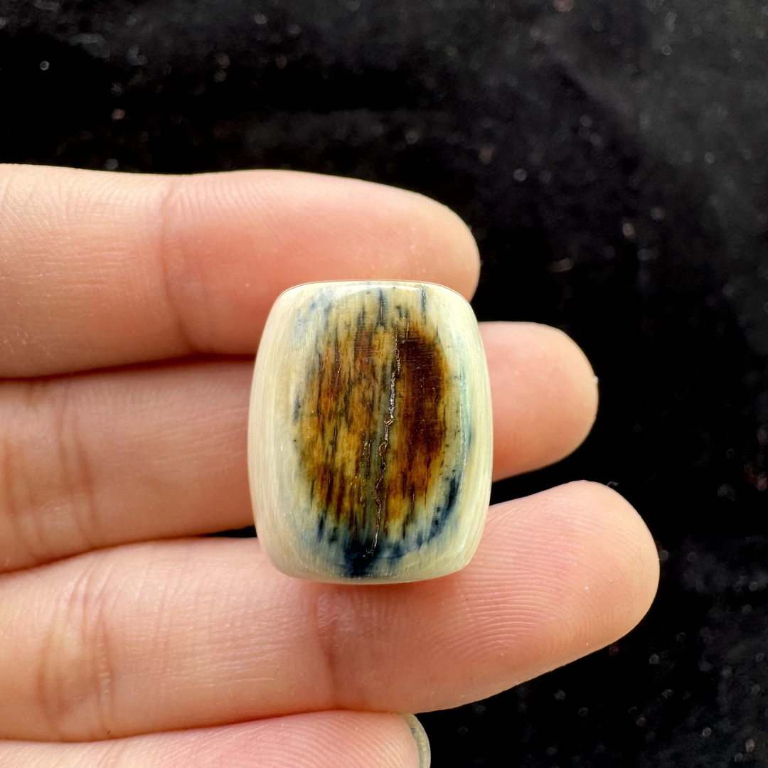 J6312天然猛犸牙 蓝眼睛桶珠 15.4*17.4mm 支持复检 假一罚四