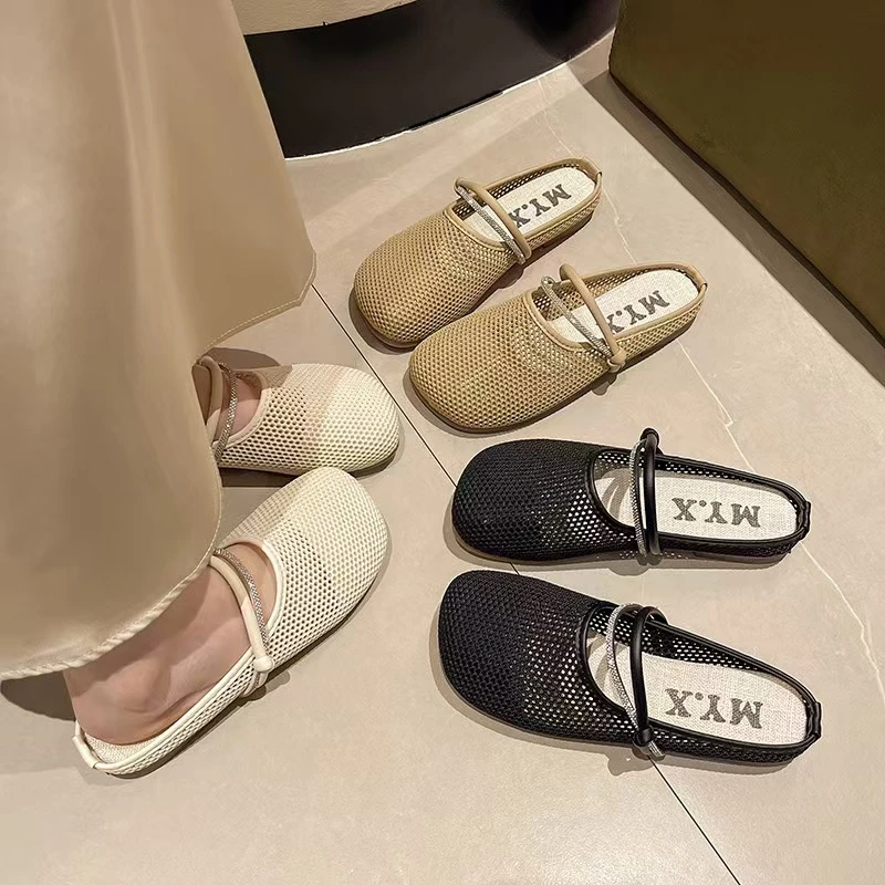 新疆佳佳鞋品 2025夏季新款平底镂空包头拖鞋A02