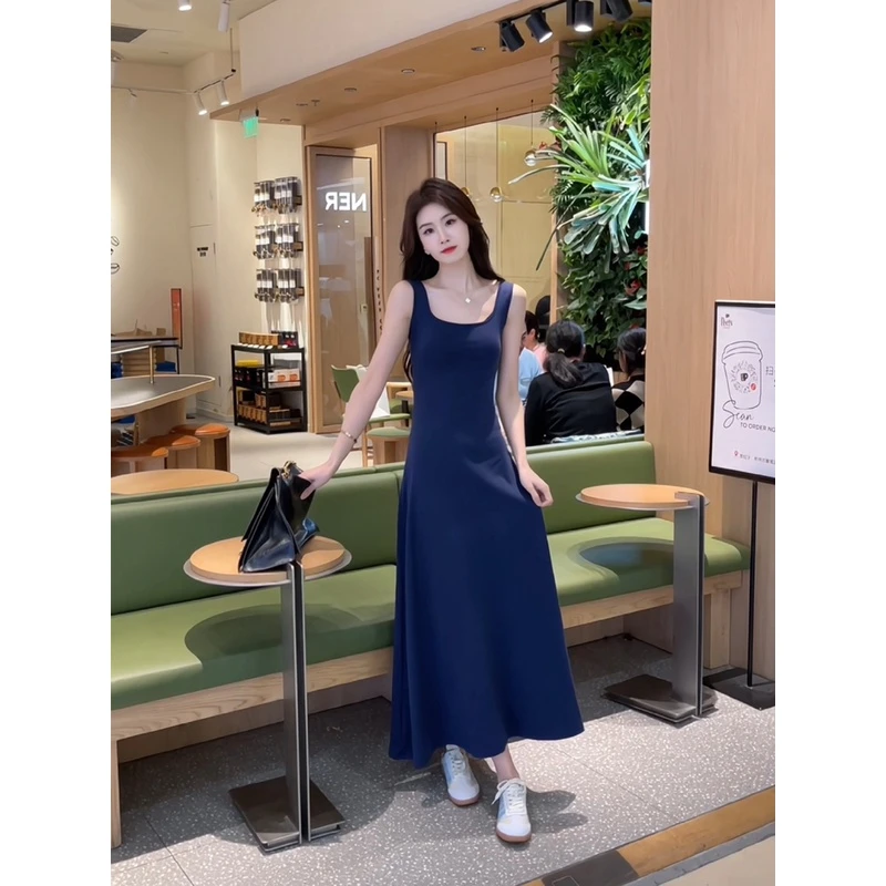 LOSA ROSA夏季吊带背心连衣裙女法式百搭弹力针织中长裙显瘦修身